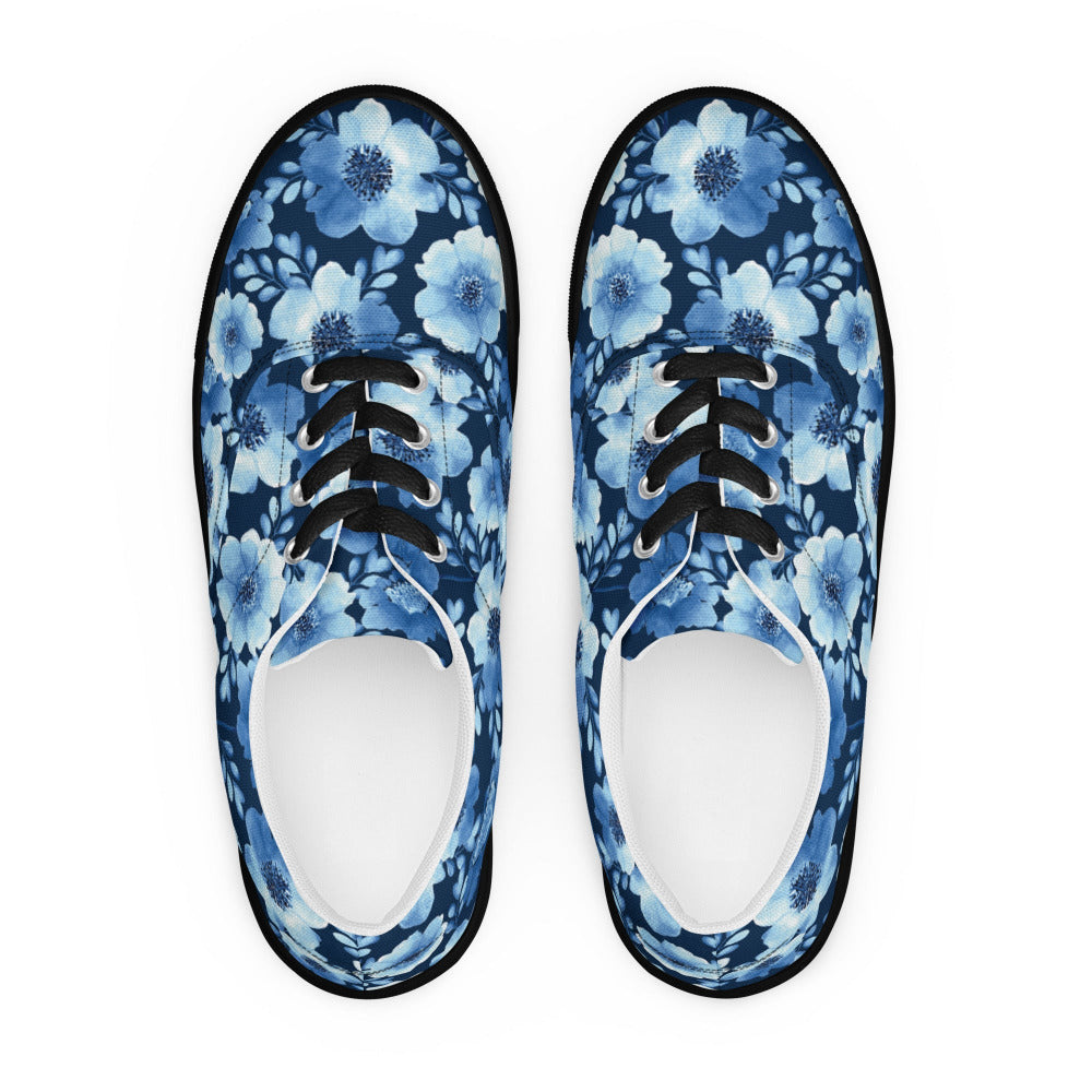 True Blue Floral Women's Sneakers - https://ascensionemporium.net